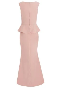 Nude Wrap Peplum Maxi Dress -Dazzle Dresses 00100018179 ZB