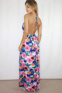 Blue Chiffon Maxi Dress -Dazzle Dresses 00100020965 XB
