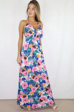 Blue Chiffon Maxi Dress -Dazzle Dresses 00100020965 XS