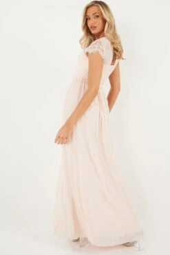 Nude Lace Sweetheart Maxi Dress -Dazzle Dresses 00100023121 XB