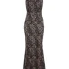 Black Lace Fishtail Maxi Dress