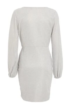 Silver Ruched Bodycon Dress -Dazzle Dresses 00100028359 ZB