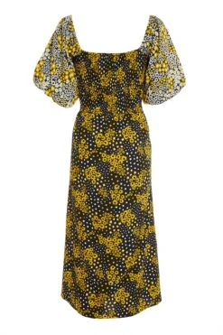 Black Floral Midi Dress -Dazzle Dresses 00100030991 ZB