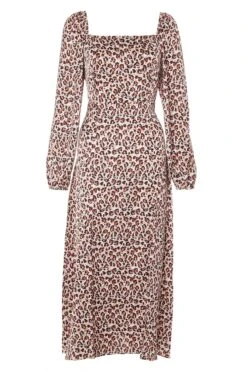 Pink Animal Print Midi Dress