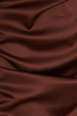 Brown Satin Bardot Bodycon Dress -Dazzle Dresses 00100031765 ZS
