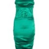 Green Satin Bodycon Midi Dress