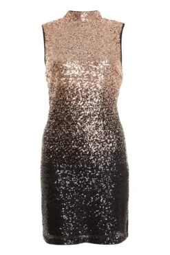 Rose Gold Ombre Sequin Backless Dress