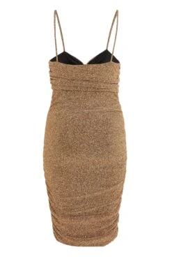 Gold Glitter Bodycon Mini Dress -Dazzle Dresses 00100032209 ZB