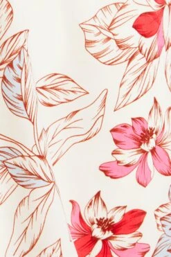 Pink Floral Satin Skater Dress -Dazzle Dresses 00100032766 ZS