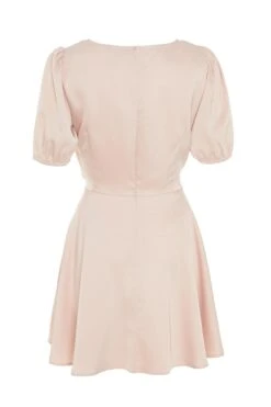Pink Satin Cut Out Skater Dress -Dazzle Dresses 00100033145 ZB