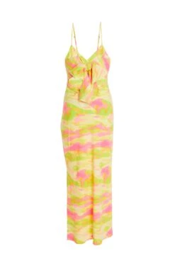 Lime Marble Print Tie Back Midi Dress 10 Lime Marble Print Tie Back Midi Dress -Dazzle Dresses 00100033378 ZB
