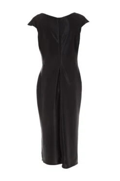 Black Ruched Midi Dress -Dazzle Dresses 00100034952 ZB