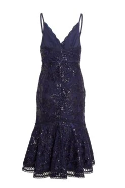 Navy Sequin Lace Midi Dress -Dazzle Dresses 00100034965 ZB