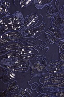 Navy Sequin Lace Midi Dress -Dazzle Dresses 00100034965 ZS