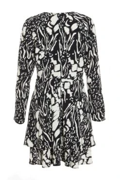 Black Animal Print Mini Dress -Dazzle Dresses 00100035021 ZB