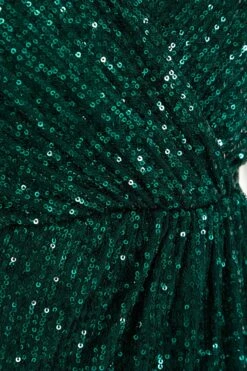 Green Sequin Batwing Maxi Dress -Dazzle Dresses 00100035142 ZS