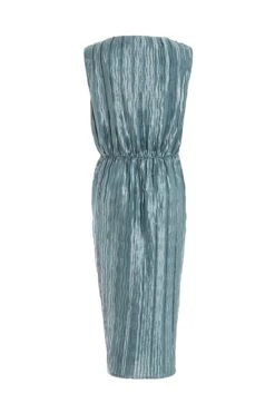Grey Plisse Ruched Midi Dress -Dazzle Dresses 00100035166 ZB