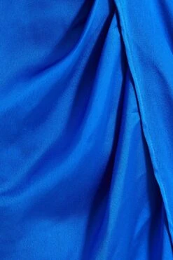 Royal Blue Satin Midi Dress -Dazzle Dresses 00100035292 ZS