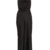 Black Satin Tie Back Midi Dress