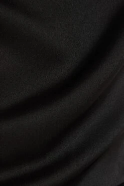 Black Satin Tie Back Midi Dress -Dazzle Dresses 00100035653 ZS