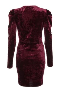 Berry Velvet Wrap Bodycon Mini Dress -Dazzle Dresses 00100035717 ZB