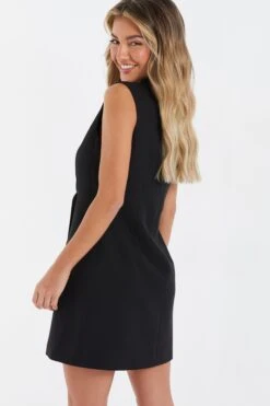 Black Diamante Mini Blazer Dress -Dazzle Dresses 00100035723 XB