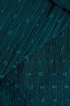Teal Chiffon Crinkle Halter Neck Midi Dress -Dazzle Dresses 00100035778 ZS
