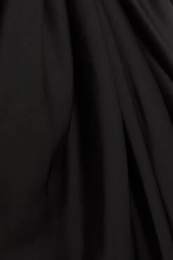 Black Satin Ruched Midi Dress -Dazzle Dresses 00100035851 ZS