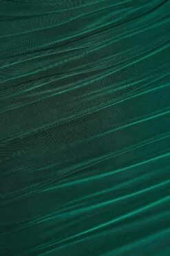 Bottle Green Ruched Bodycon Midi Dress -Dazzle Dresses 00100035908 ZS