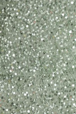 Sage Embellished Split Leg Maxi Dress -Dazzle Dresses 00100035918 ZS