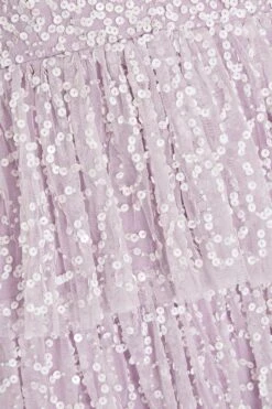 Lilac Sequin Tiered Midi Dress -Dazzle Dresses 00100035926 ZS