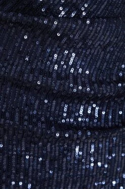 Navy Sequin Ruched Maxi Dress -Dazzle Dresses 00100035930 ZS