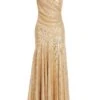 Gold Sequin Ruched Maxi Dress