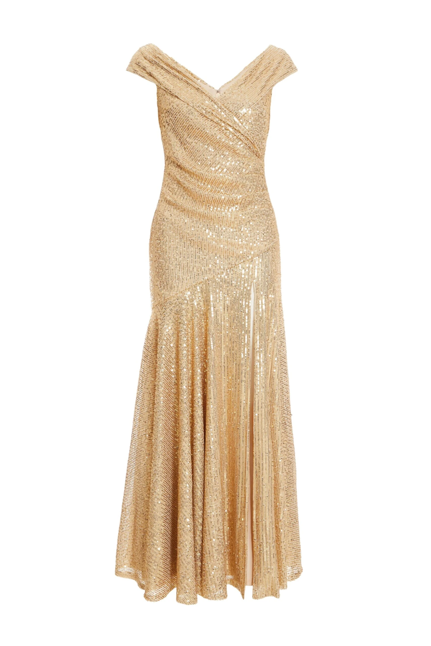 Gold Sequin Ruched Maxi Dress 1 Gold Sequin Ruched Maxi Dress