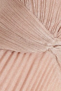 Nude Shimmer Pleated Maxi Dress -Dazzle Dresses 00100035934 ZS