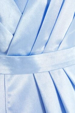 Light Blue Satin Wrap Split Leg Maxi Dress -Dazzle Dresses 00100035941 ZS