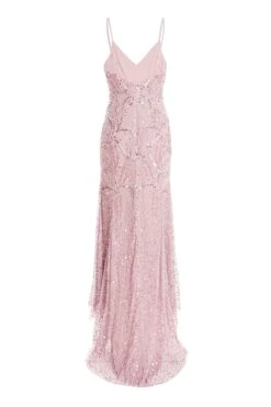 Pink Sequin Fishtail Maxi Dress -Dazzle Dresses 00100035957 ZB