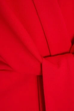 Red Tie Front Midi Dress -Dazzle Dresses 00100035999 ZS