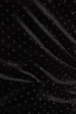 Black Velvet Glitter Polka Dot Mini Dress -Dazzle Dresses 00100036074 ZS