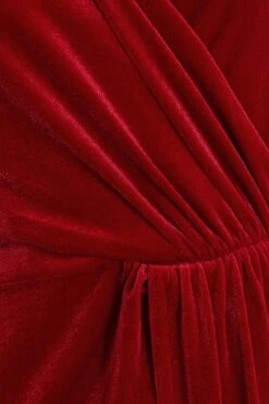 Red Velvet Sash Bodycon Dress -Dazzle Dresses 00100036114 ZS