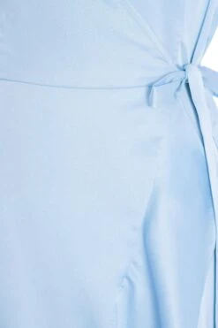 Light Blue Satin Wrap Maxi Dress -Dazzle Dresses 00100036140 ZS