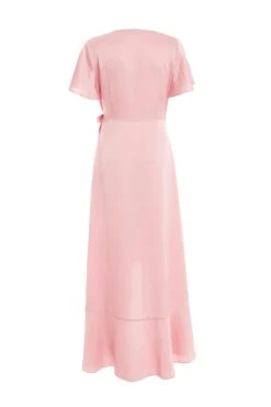 Pink Satin Wrap Maxi Dress -Dazzle Dresses 00100036142 ZB