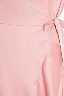 Pink Satin Wrap Maxi Dress -Dazzle Dresses 00100036142 ZS