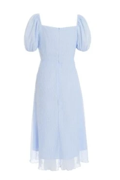 Light Blue Chiffon Crinkle Midi Dress -Dazzle Dresses 00100036159 ZB