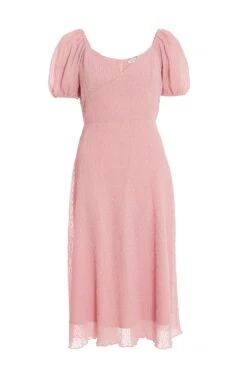 Pink Chiffon Crinkle Midi Dress