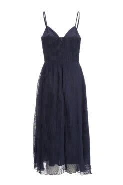 Navy Chiffon Crinkle Midi Dress -Dazzle Dresses 00100036161 ZB