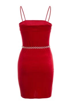 Red Velvet Diamante Mini Dress 10 Red Velvet Diamante Mini Dress -Dazzle Dresses 00100036174 ZB