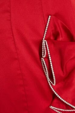 Red Satin Bow Mini Dress -Dazzle Dresses 00100036180 ZS