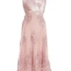 Pink Embroidered Dip Hem Dress