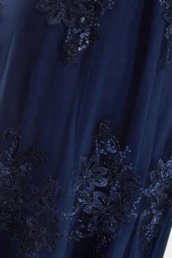 Navy Embroidered Dip Hem Dress -Dazzle Dresses 00100036183 ZS